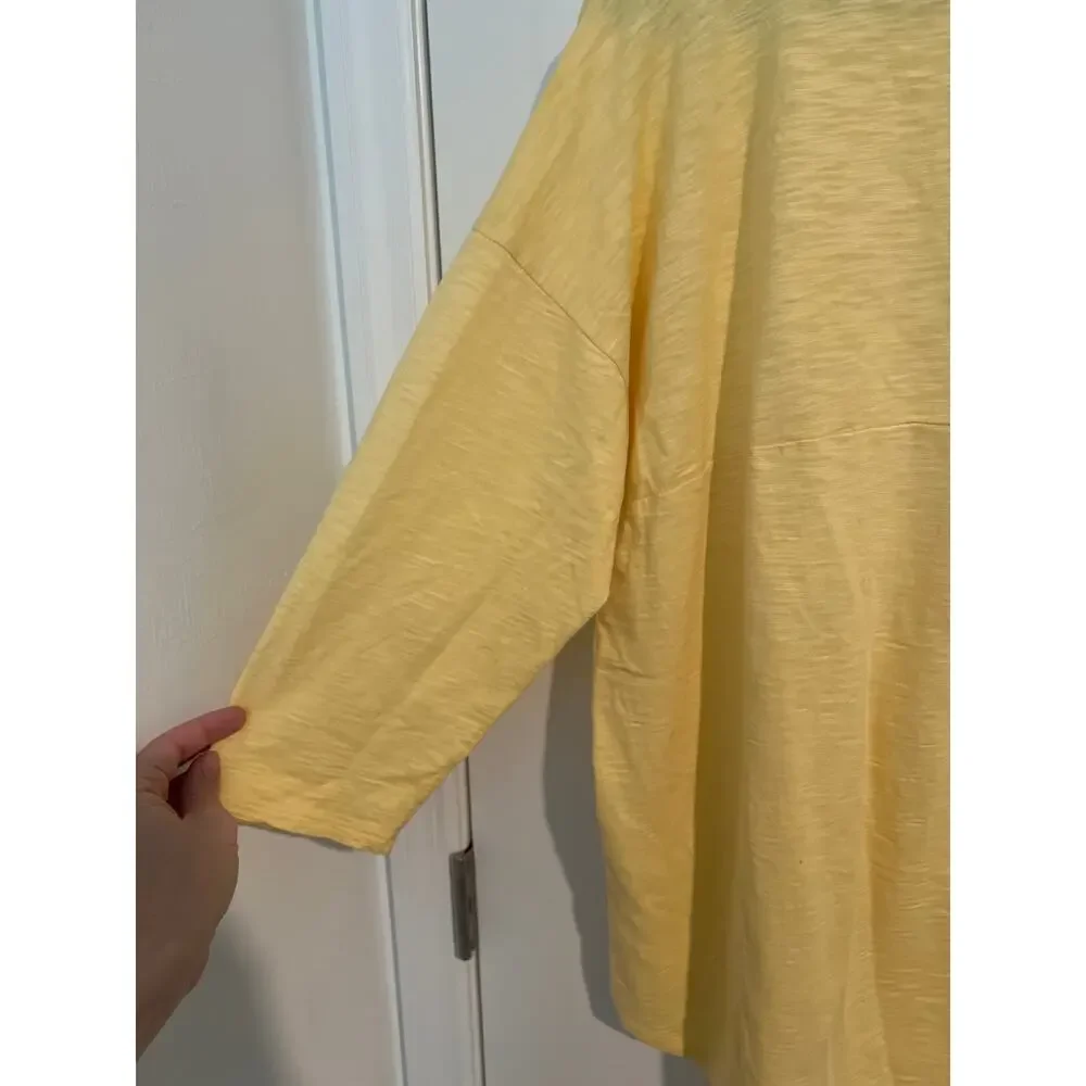 Chico’s Yellow Cotton Top – Size 2 (US Large 12/14) - Picture 5 of 6